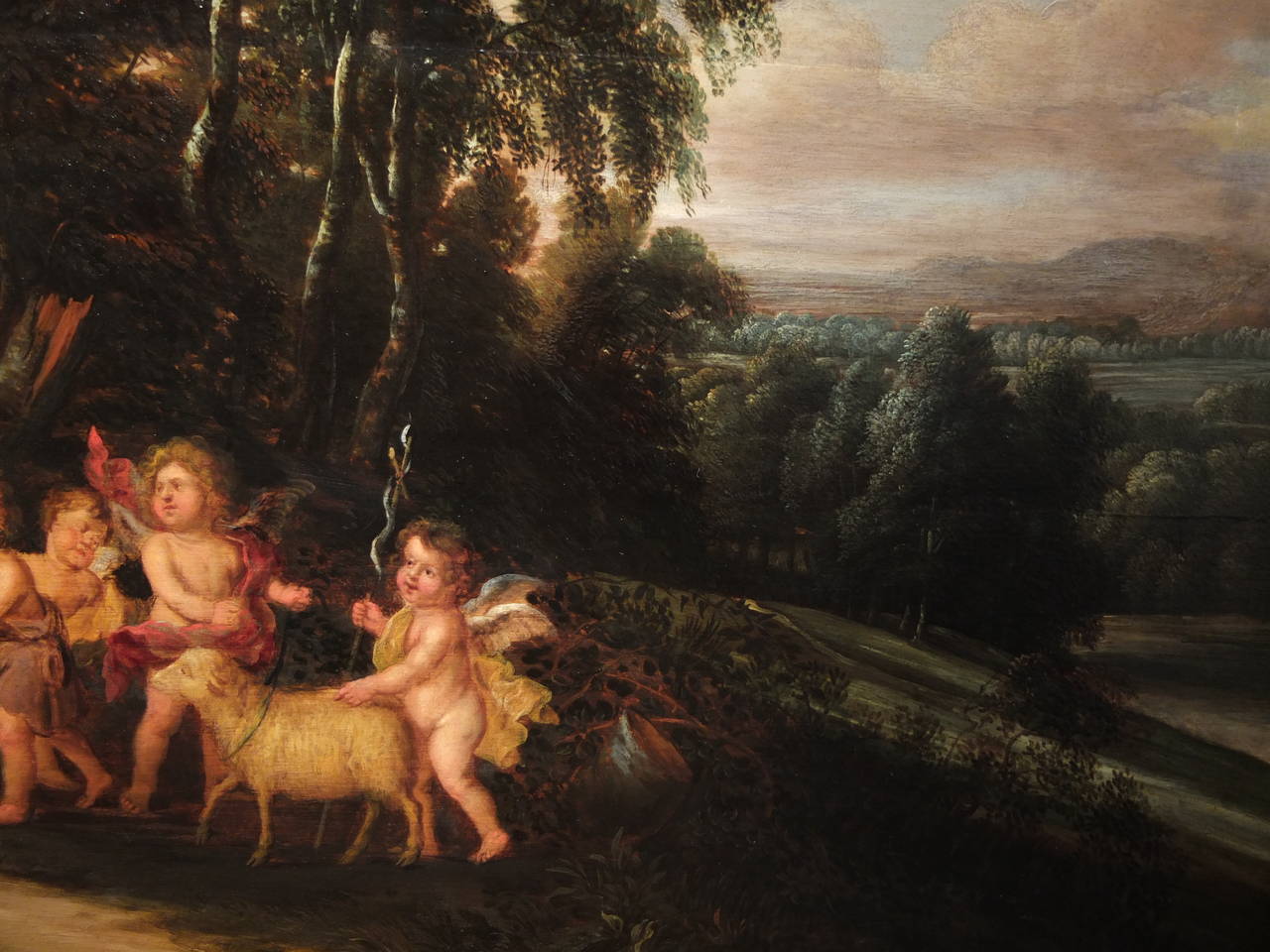 Pieter van Avont Landscape Painting - Madonna with child and Saint John the Baptist