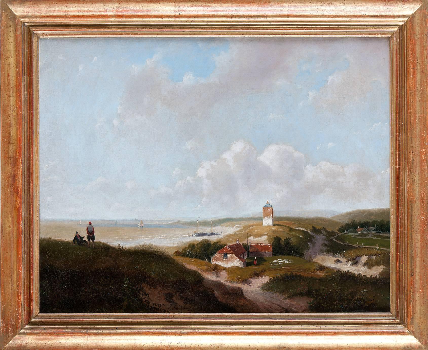 Andreas Schelfhout Landscape Painting - Panoramic Sea Landscape in Summer