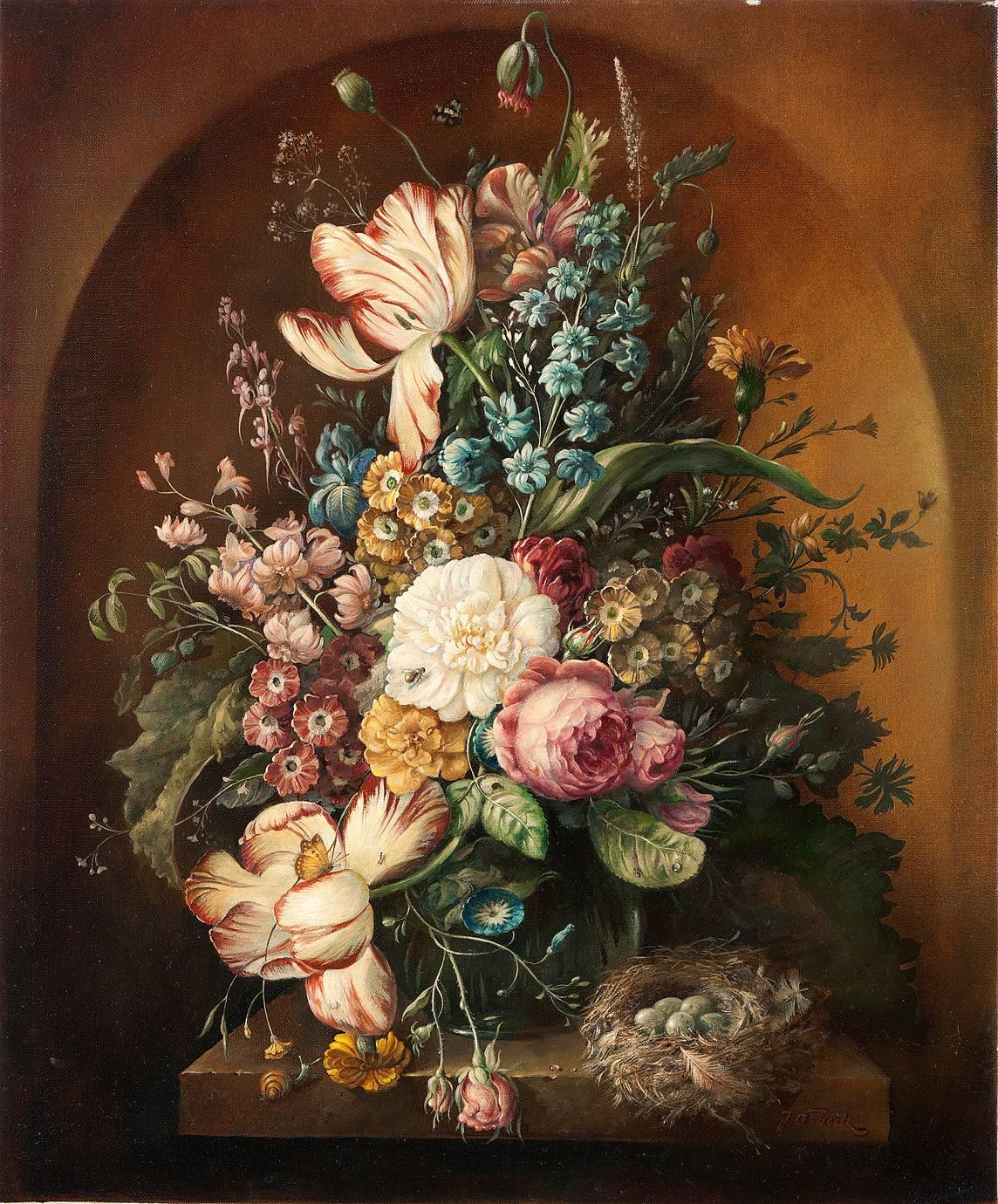 Josef Osbeck Still-Life Painting - Still Life of Flowers