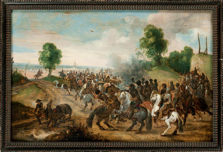Sebastian Vrancx Landscape Painting - A cavalry skirmish