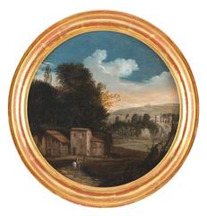 A Pair: Roman Landscapes with figures and ruins