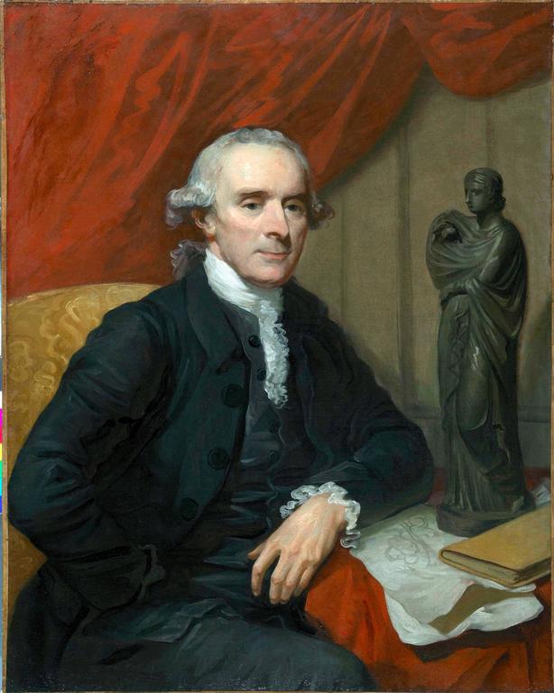 Mather Brown Figurative Painting - A portrait of Nathaniel Chauncey (1717-1790), sitting at a table