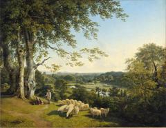 A pastoral landscape with shepherds tending their flock