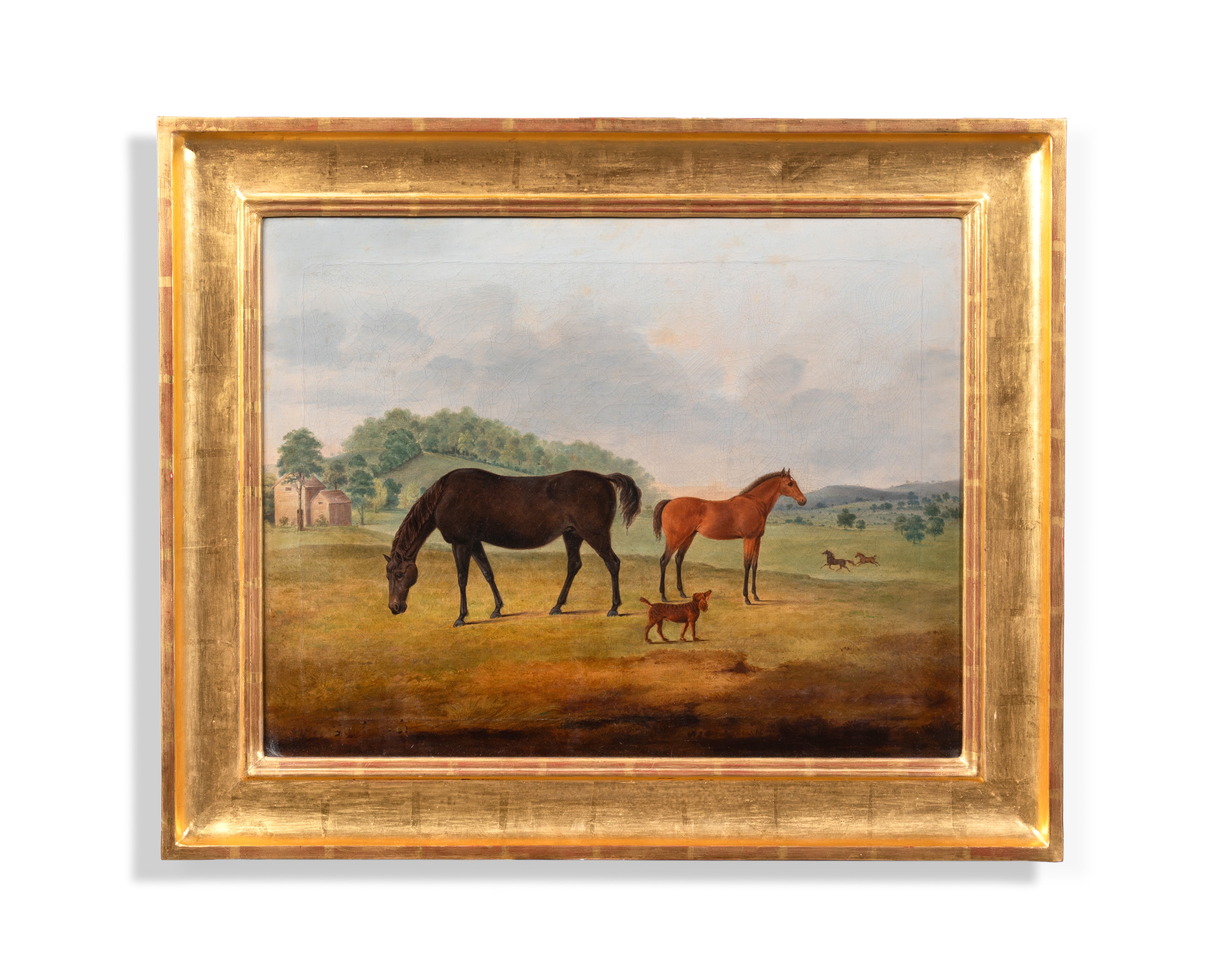 Unknown Landscape Painting - Grazing horses
