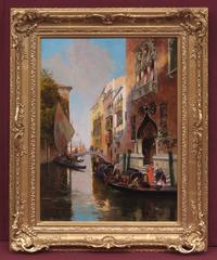 Painting 19th Century Venice, Canal, Characters