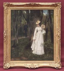 Painting 19th century Genre Scene Landscape With Characters