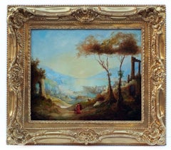 Painting 19th Century Landscape Antique Ruins