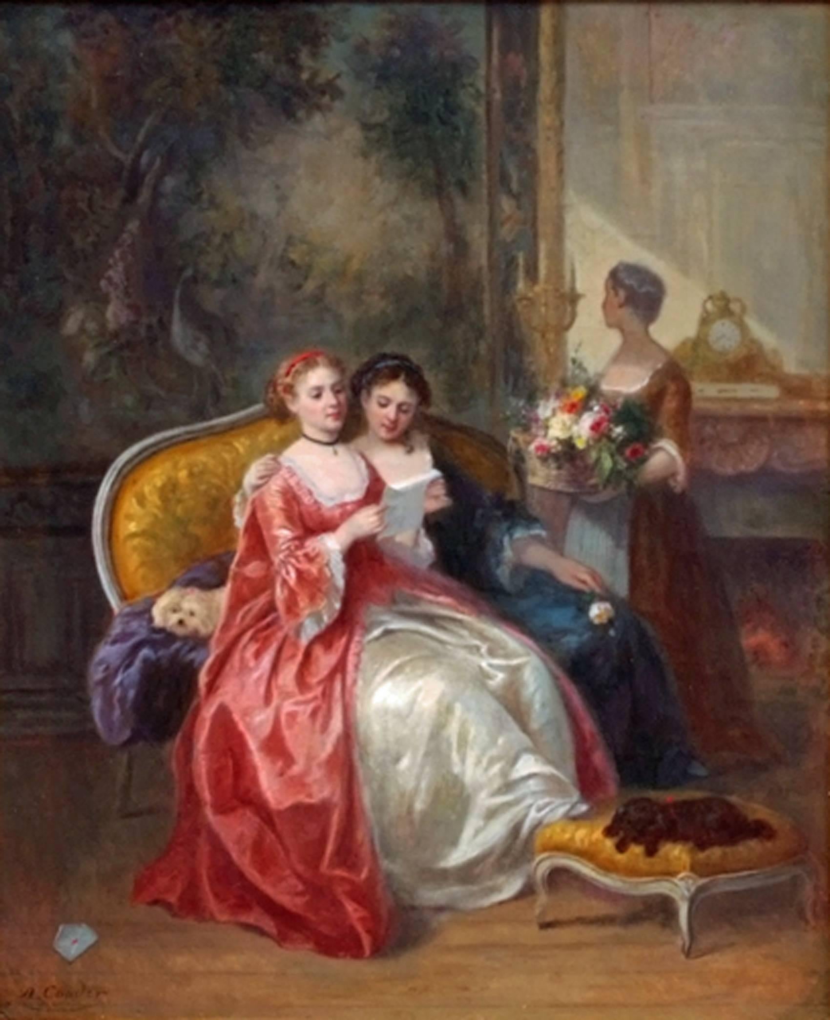 Gemälde des 19. Jahrhunderts  Interieur- und Genre-Szene   (Braun), Interior Painting, von Jean Alexandre Rémy Couder