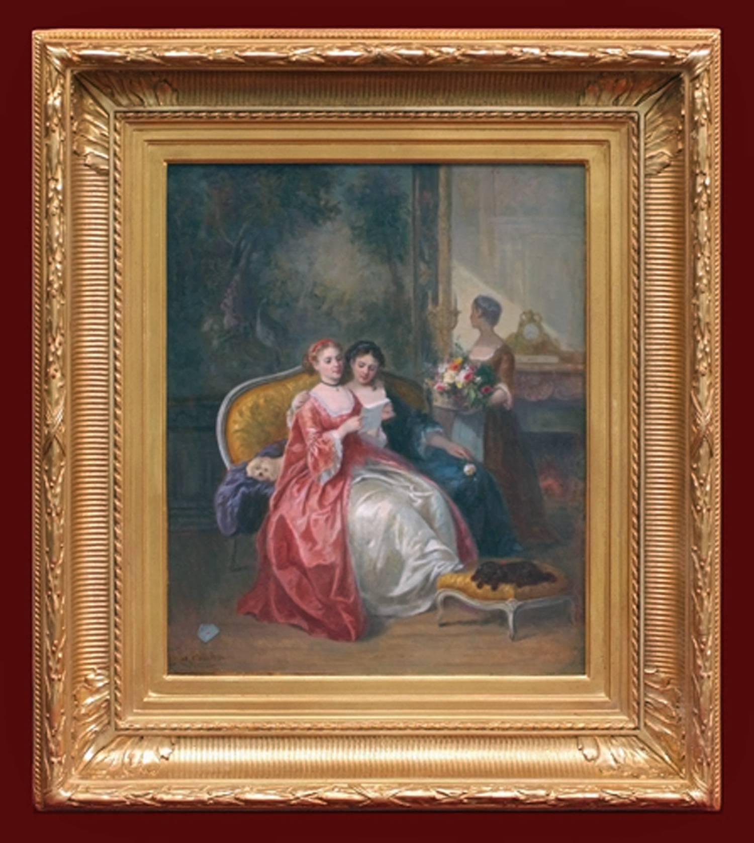 Jean Alexandre Rémy Couder Interior Painting – Gemälde des 19. Jahrhunderts  Interieur- und Genre-Szene  