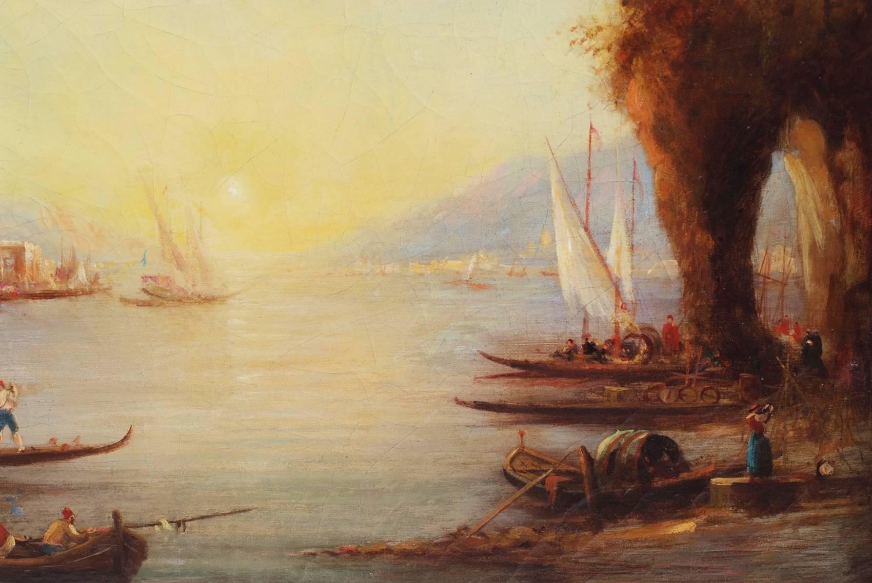 Peinture - ruines de ruines de la marine du 19ème siècle - Ancien maître - Painting de Alfred August Felix Bachman