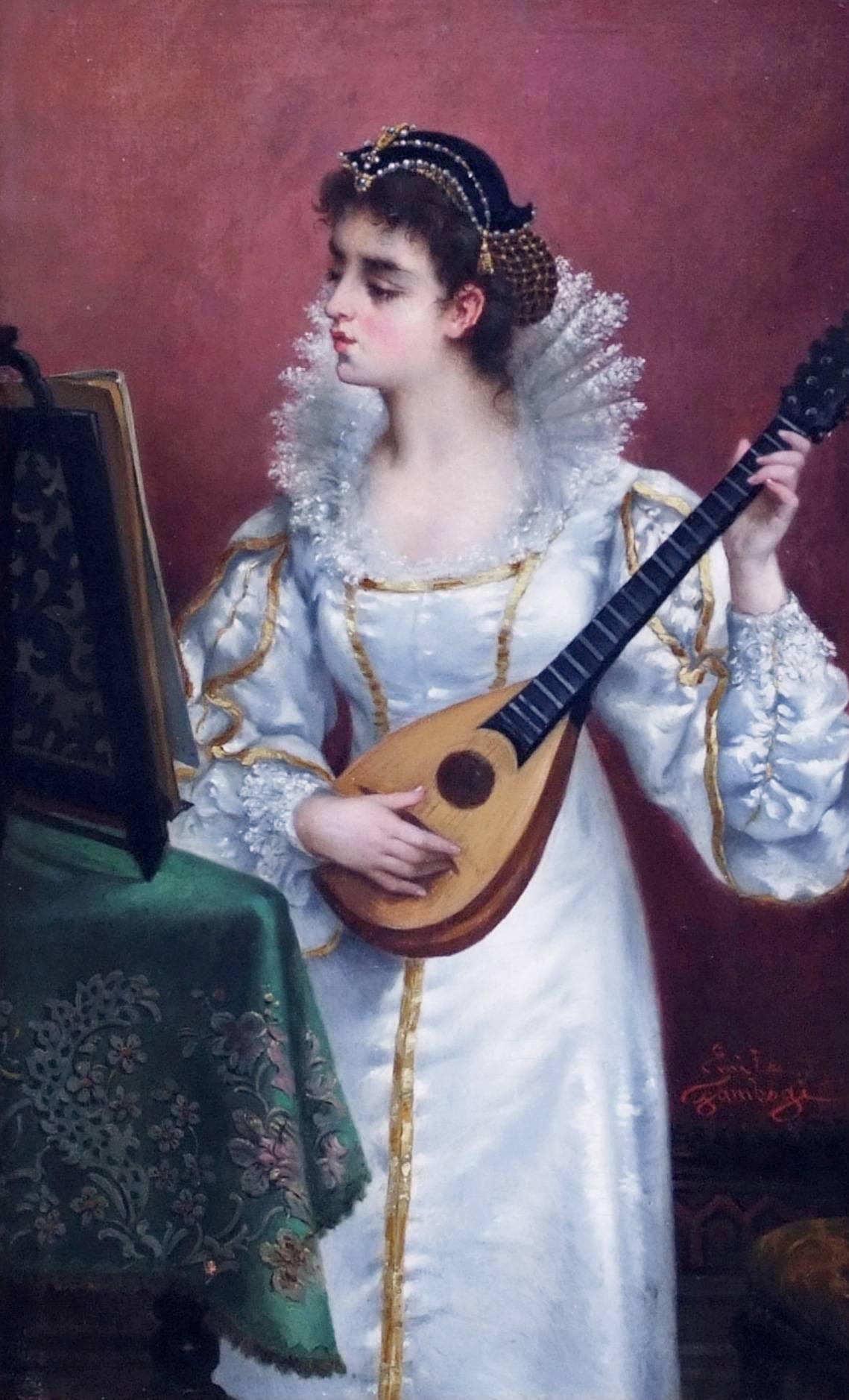 Old Master Gemälde, 19. Jahrhundert, Musik, Porträt, Innenszene, Alter Meister – Painting von Émile Gambogi