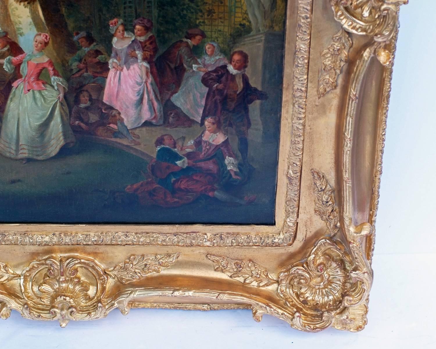Romantisches Gemälde des 19. Jahrhunderts, Courtiers, Genre-Szene   (Braun), Portrait Painting, von Unknown