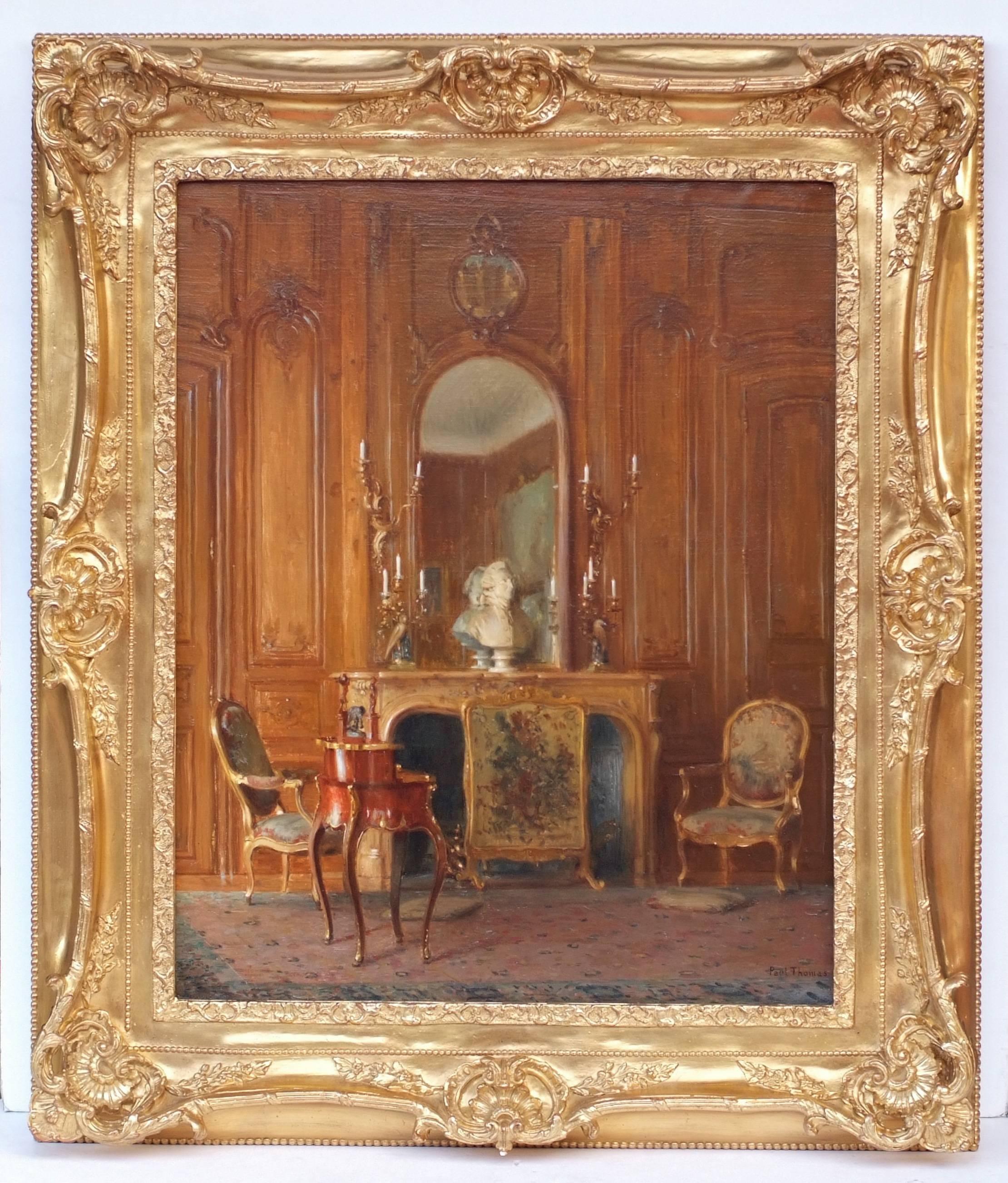 Thomas Paul (b.1859) Interior Painting - Academic Painting French Interior Louis XV