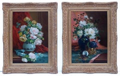 Henri CAUCHOIS - Paintings 19th century - Flowers in Pair