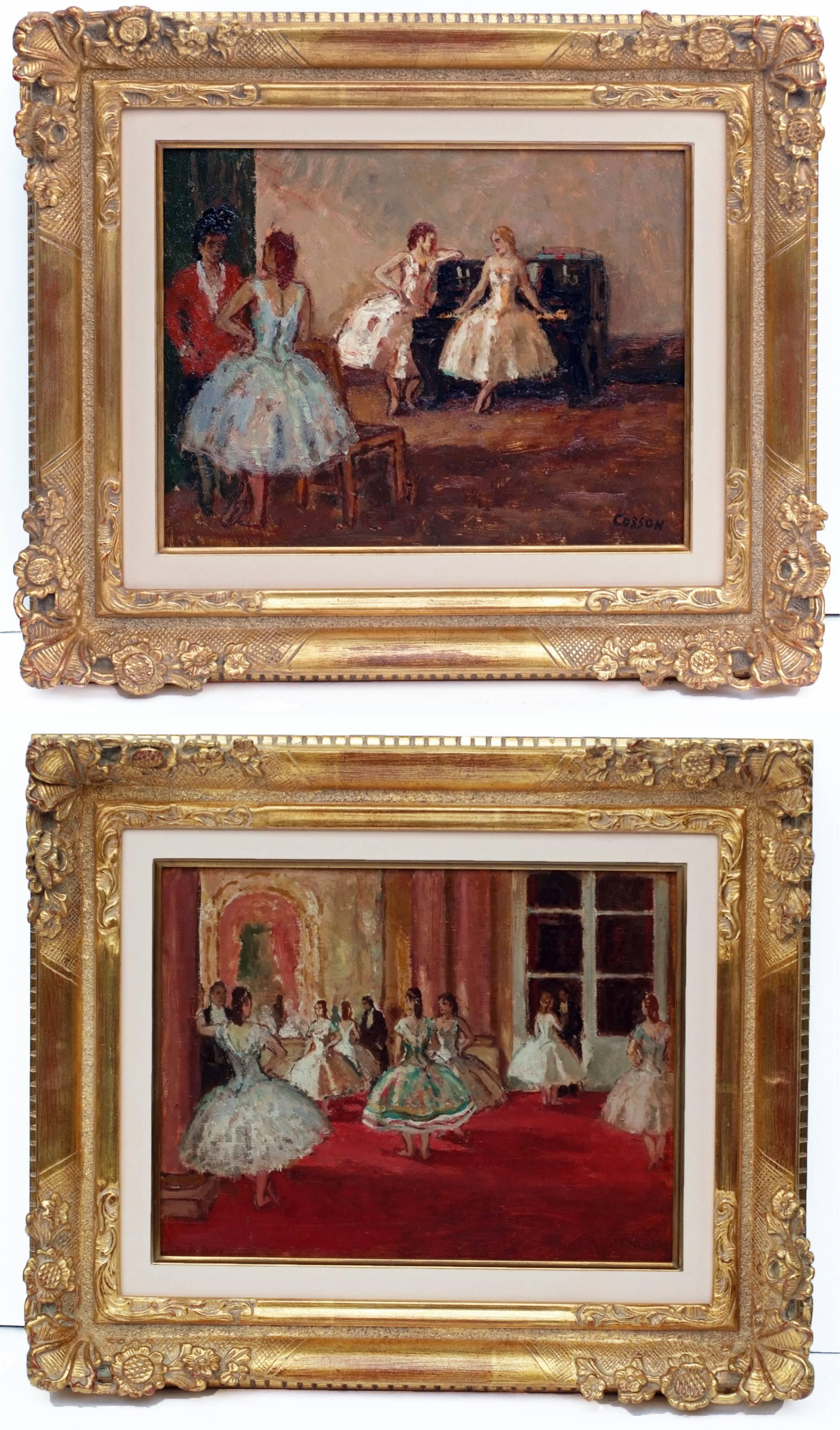 Jean-Louis-Marcel Cosson Interior Painting - Marcel COSSON (1878-1956) Painting Post-impressionist Opera Ballerinas in pair