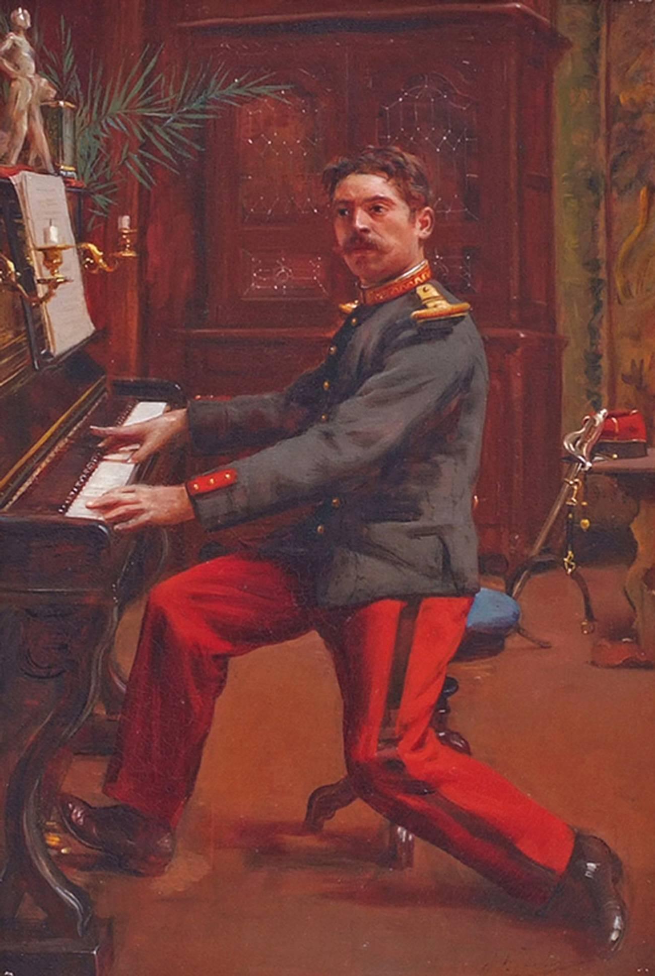 Jules TOULOT (1863-nc) Peinture d'intérieur d'uniforme de soldat du 19ème siècle - Académique Painting par Toulot Jules  