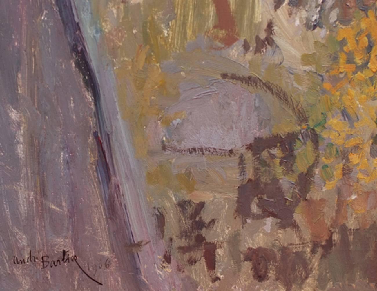 Pittura Post Impressionista Parigi Montmartre - Painting di André Georges Barbier