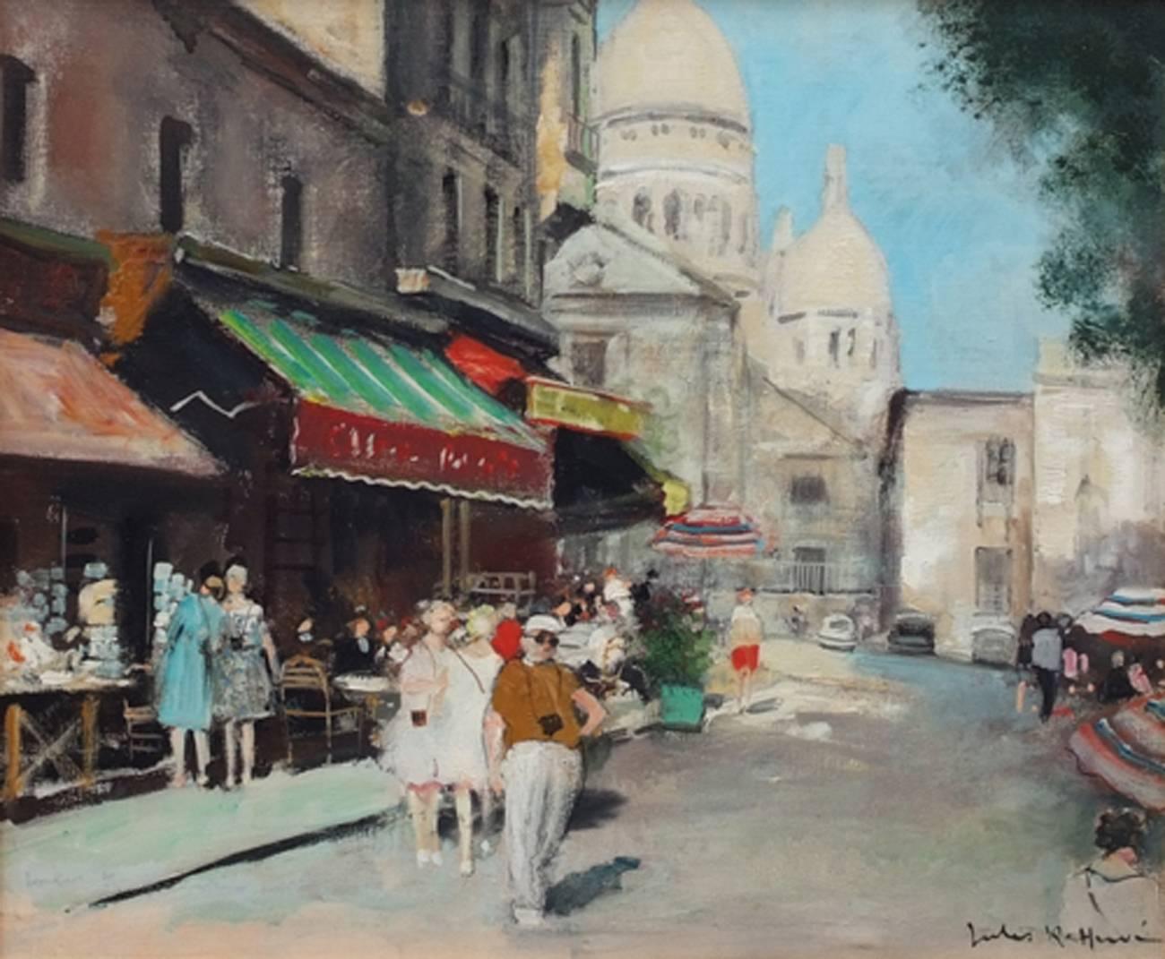 Peinture post-impressionniste du 20ème siècle Paris Montmartre - Post-impressionnisme Painting par Jules René Hervé