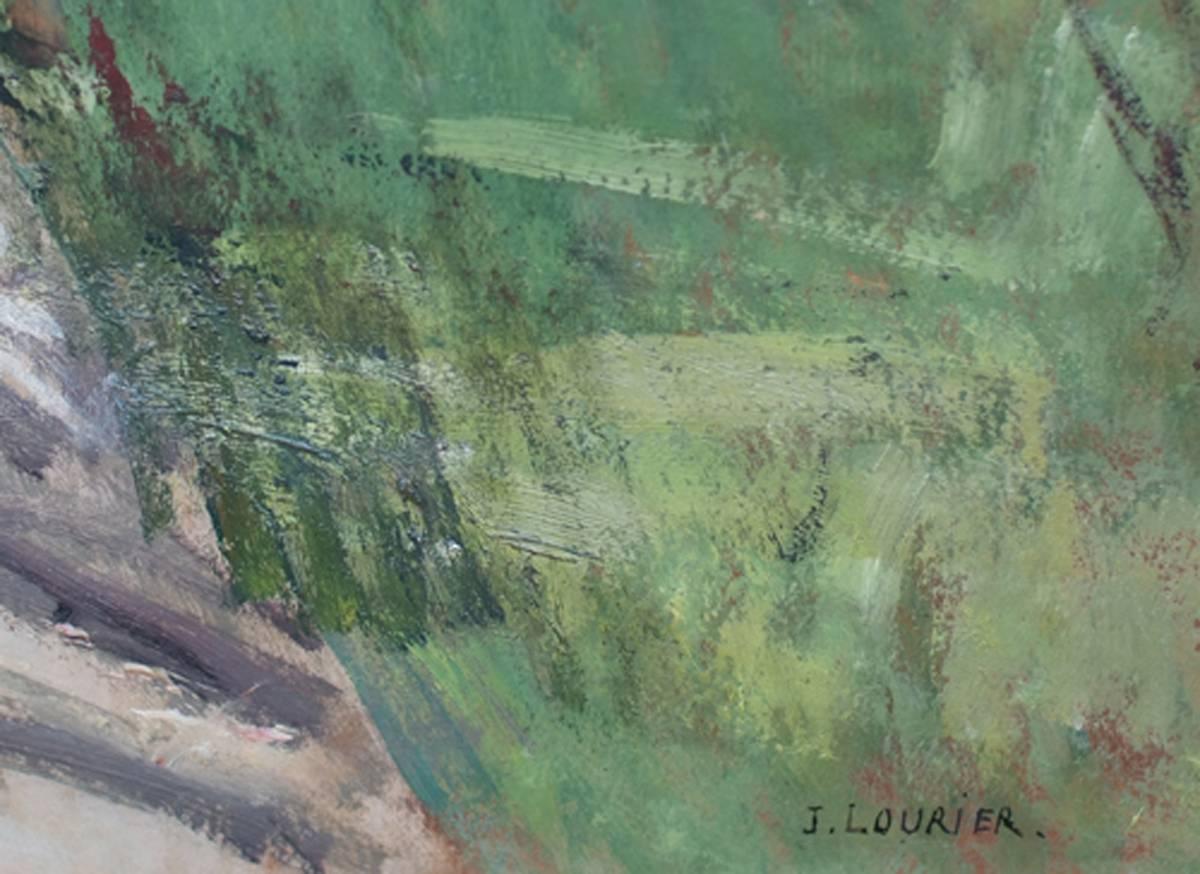 Peinture début 20ème siècle Paysage Jardin et personnages - Post-impressionnisme Painting par LOURIER-DREYFUS Jeanne