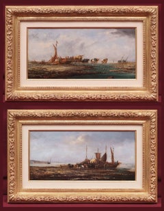 Paintings Seascape Marines  Fisching Scene on the Coastline Shore