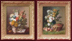 Tableaux 19ème siècle Nature morte Fruits et Fleurs