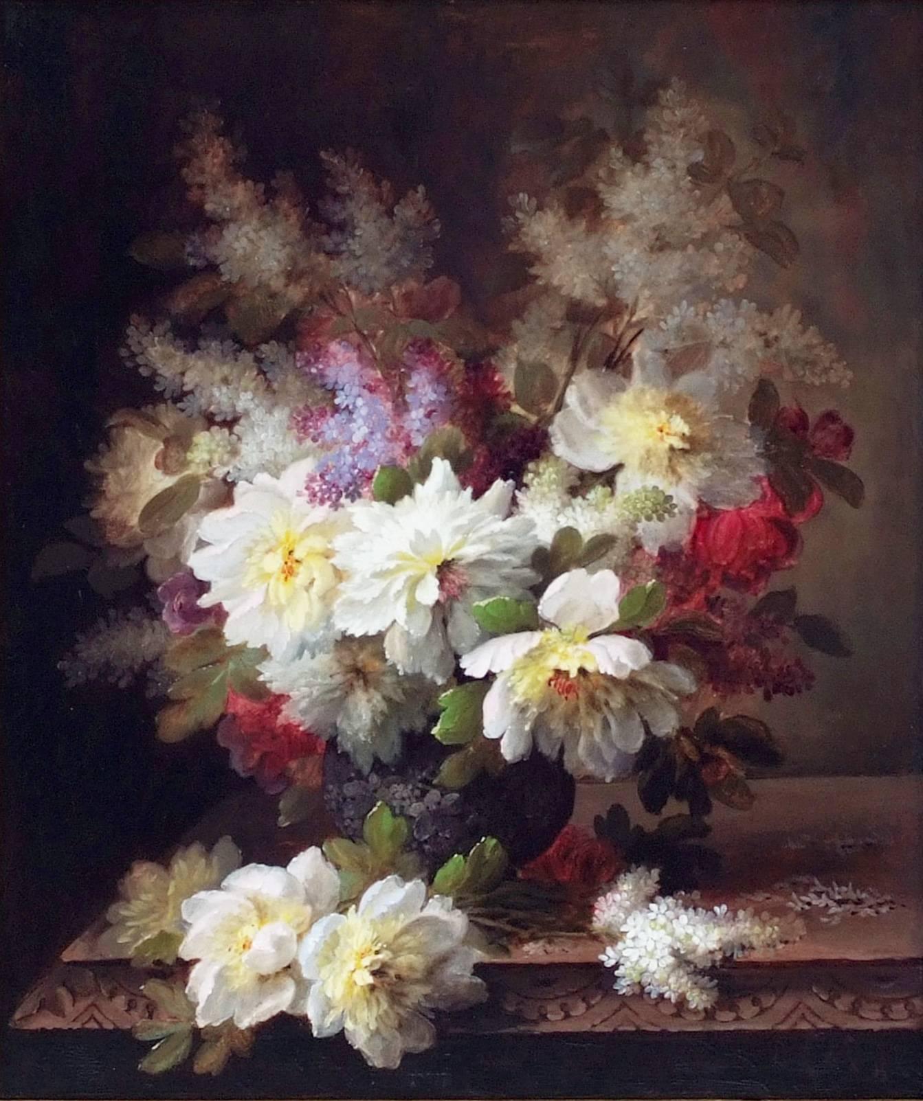 Painting 19th Century Flowers For Sale 1