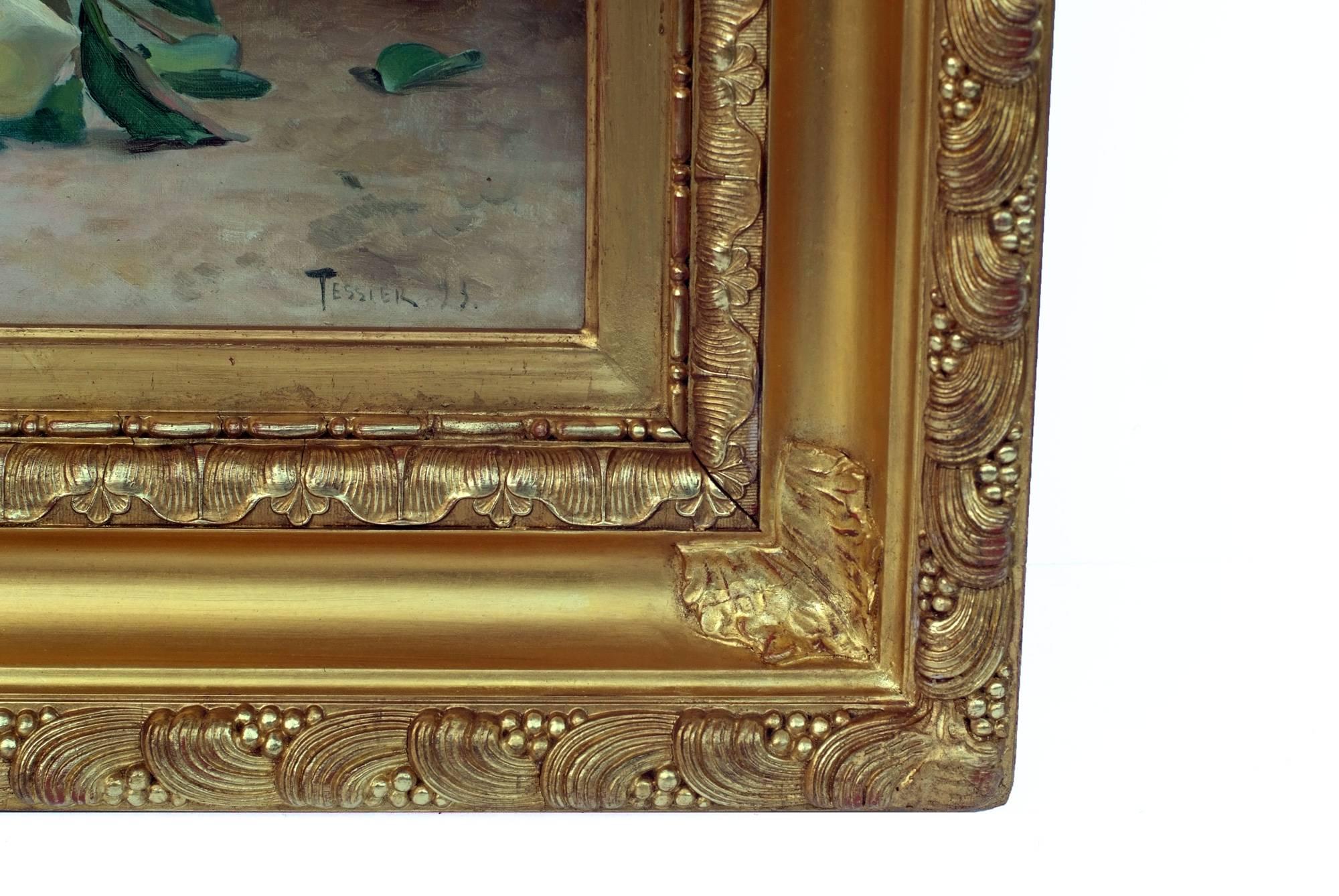 TESSIER Louis Adolphe (1858-1915)Flowers
Oil on canvas signed low right and dated 1893
Old original frame gilded with leaves
Dim canvas : 53 X 67 cm
Dim frame : 78 X 91 cm
Certificate of authenticity

TESSIER Louis Adolphe (1858-1915)
Painter born