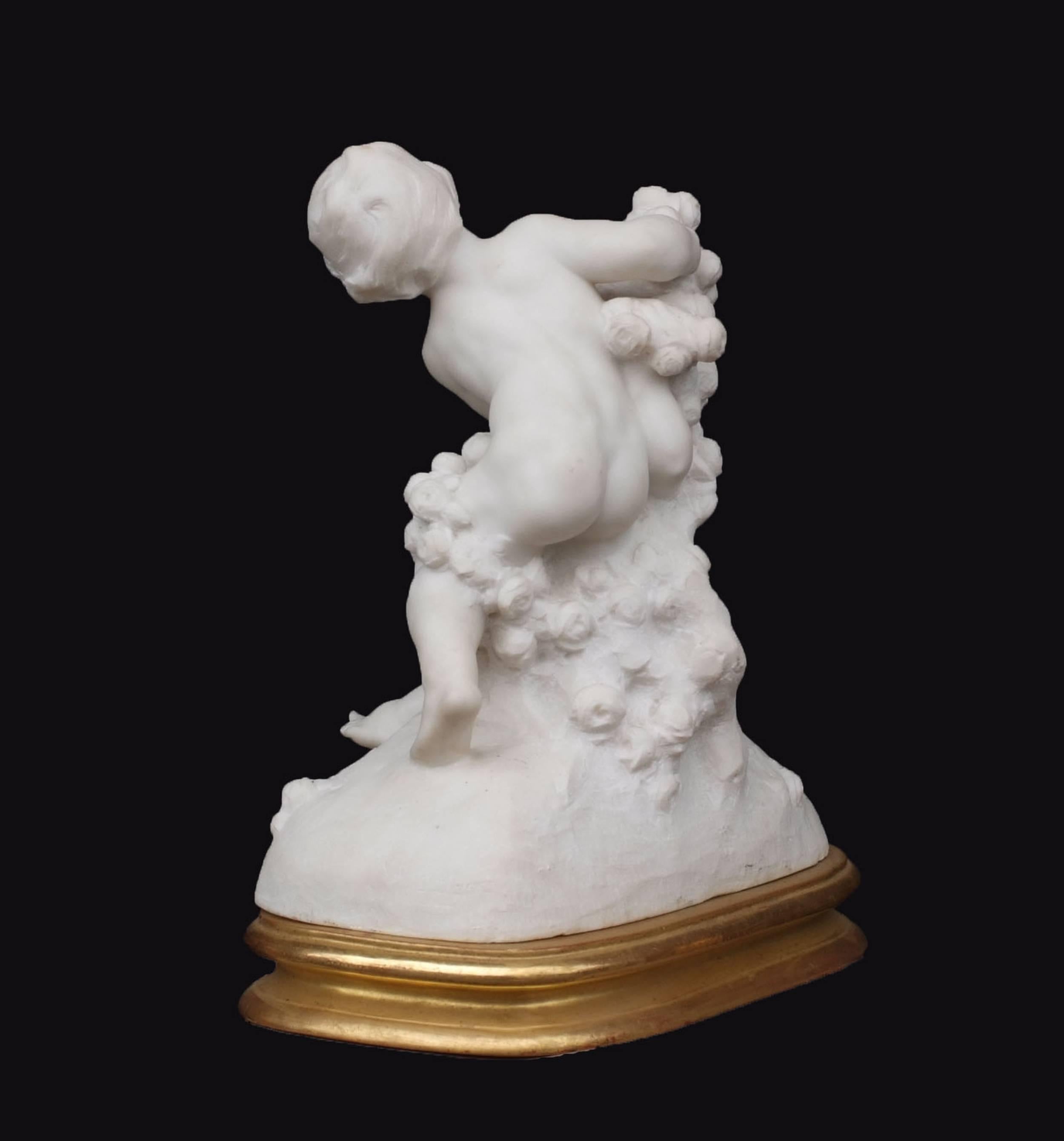 Sculpture Marble early 20th Century Cherubs and Roses 2