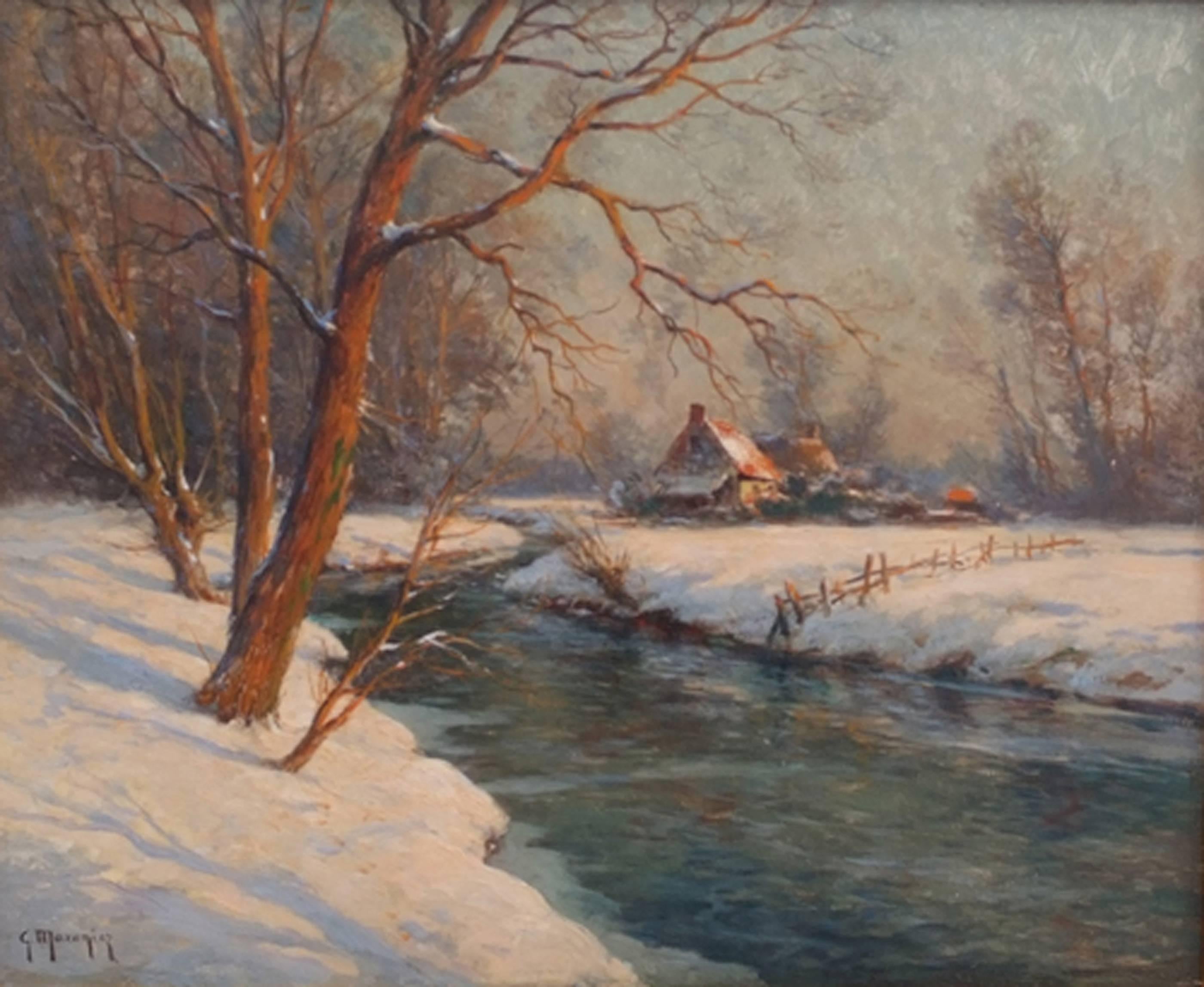 MARONIEZ Georges Philibert (1865 - 1933) Peinture 19e siècle Paysage d'hiver - Painting de Georges Maroniez