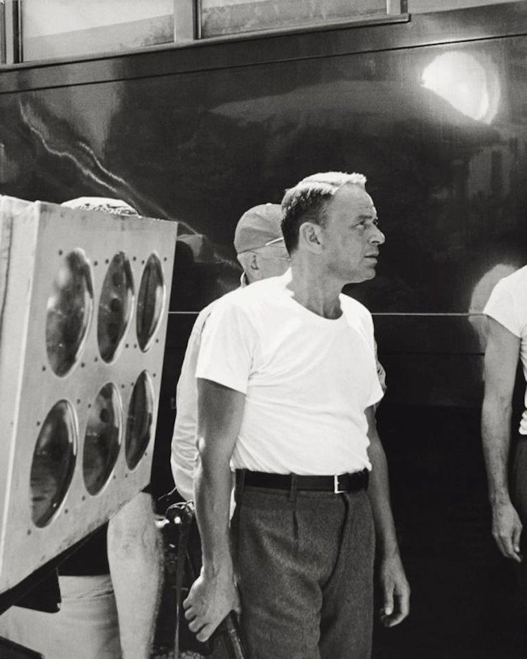 Unknown Black and White Photograph - 'Frank Sinatra On Set'  (Silver Gelatin Print)
