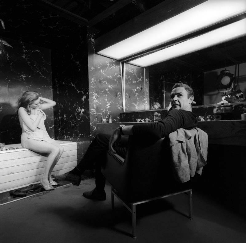 Mario De Biasi Black and White Photograph - 'Sean Connery and Luciana Paluzzi On Set' (Silver Gelatin Print)