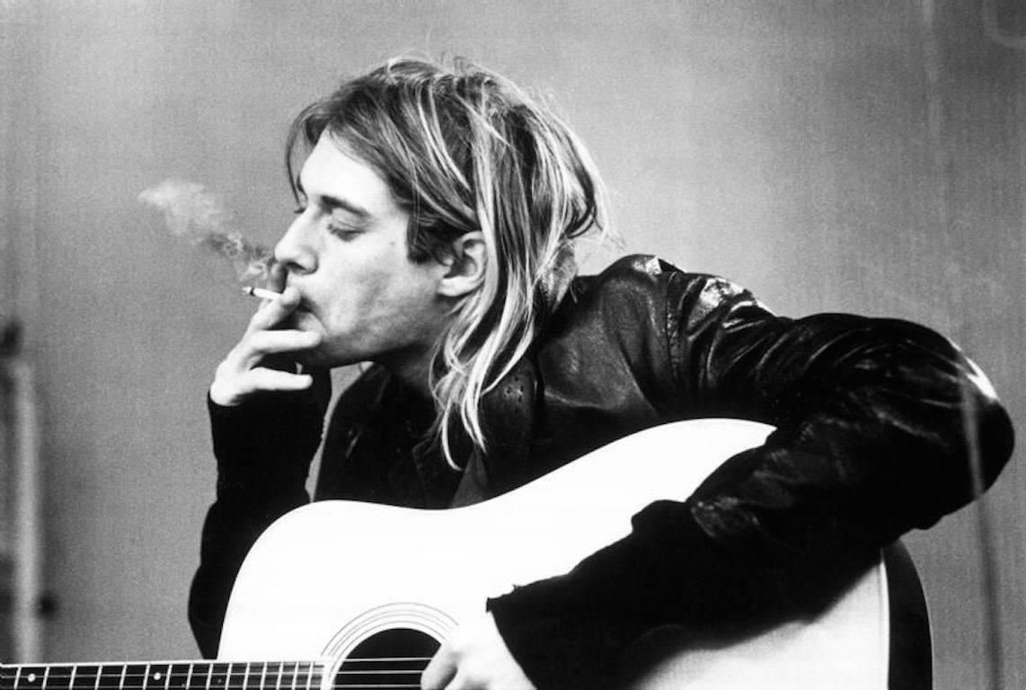 Michael Linssen Figurative Photograph - 'Kurt Cobain Smoking a Cigarette' (Silver Gelatin Print)