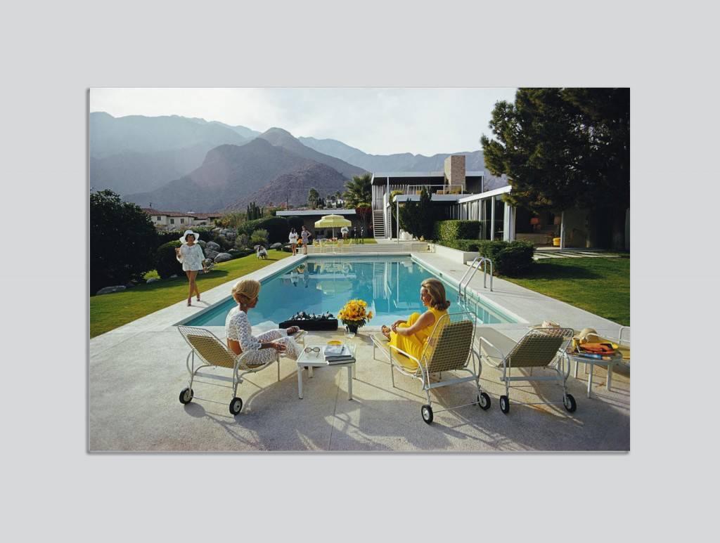 Slim Aarons Color Photograph - 'Poolside Gossip' Palm Springs (Chromaluxe Aluminium Print)
