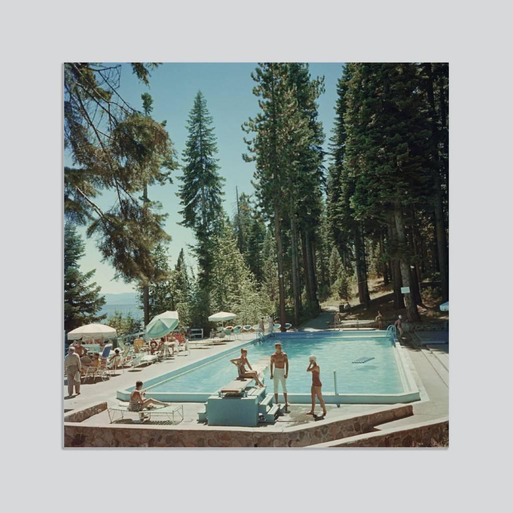 Slim Aarons Figurative Photograph - 'Pool At Lake Tahoe' (Chromaluxe Aluminium Print)