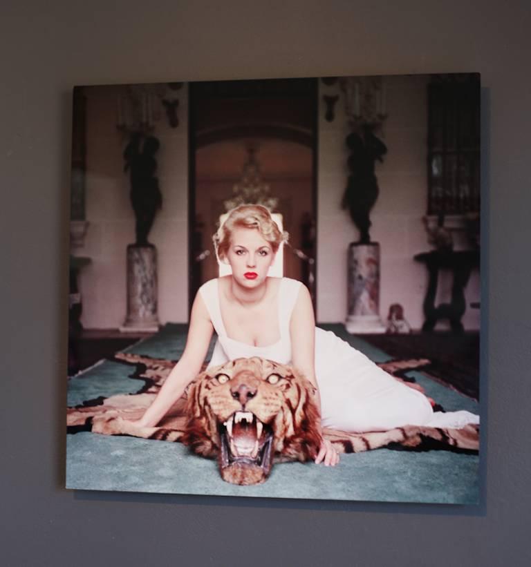 'Poolside Gossip' Palm Springs (Chromaluxe Aluminium Print) - Gray Figurative Photograph by Slim Aarons