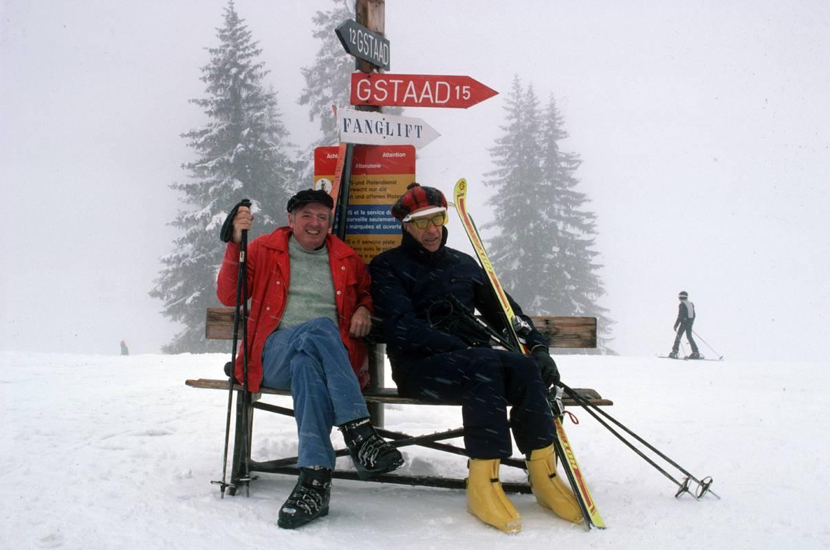 'Skiing Holiday'  SLIM AARONS ESTATE Print 

Giant Estate Stamped Limited Edition Print (to 150 only) 
by Slim Aarons

American political novelist William F Buckley Jnr takes a break from skiing near Gstaad with Canadian-born economist John Kenneth