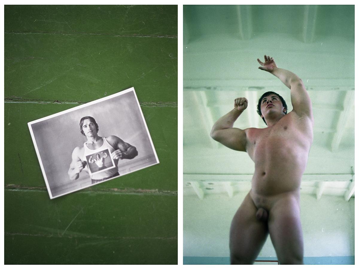 Sergey Melnitchenko Nude Photograph – „Schwarzenegger ist mein Idol 1“  Limitierte Auflage Hahnemühle Rag Baryta Druck
