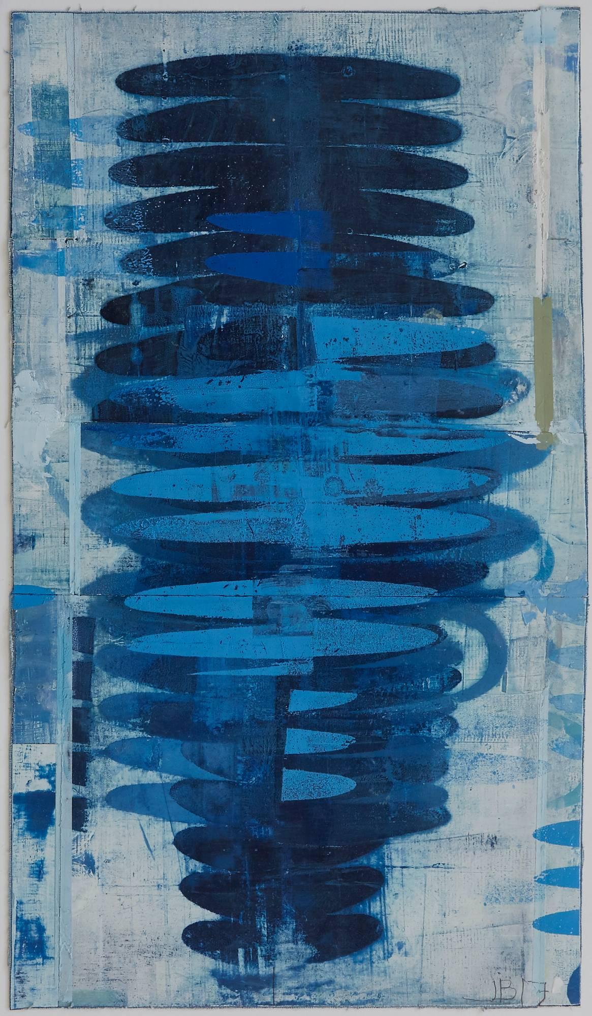 John Belingheri Abstract Drawing - Study I Totem / Prussian Blue 