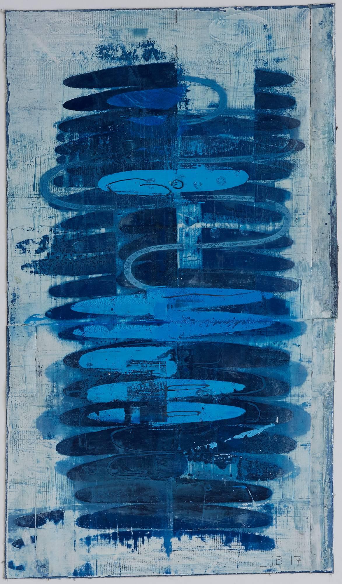 John Belingheri Abstract Drawing - Study III Totem / Prussian Blue 