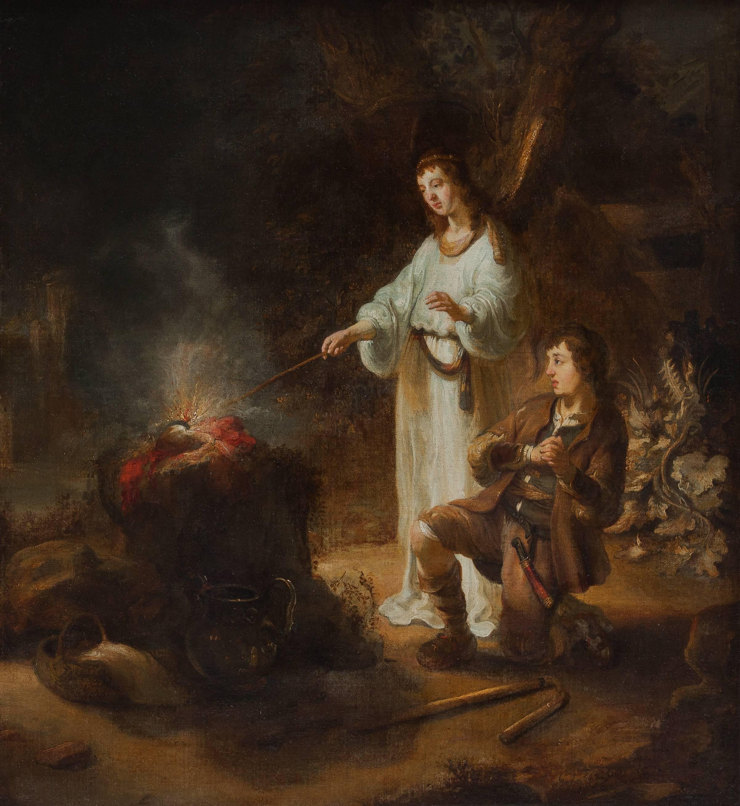 Gerbrand van den Eeckhout Figurative Painting - Gideon and the Angel of the Lord