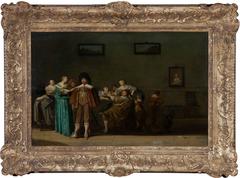 Elegant company playing music and in conversation in an interior