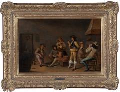 Soldiers playing cards in a guardroom