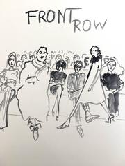 Front Row B/W, 2016 (one of a kind fashion painting)