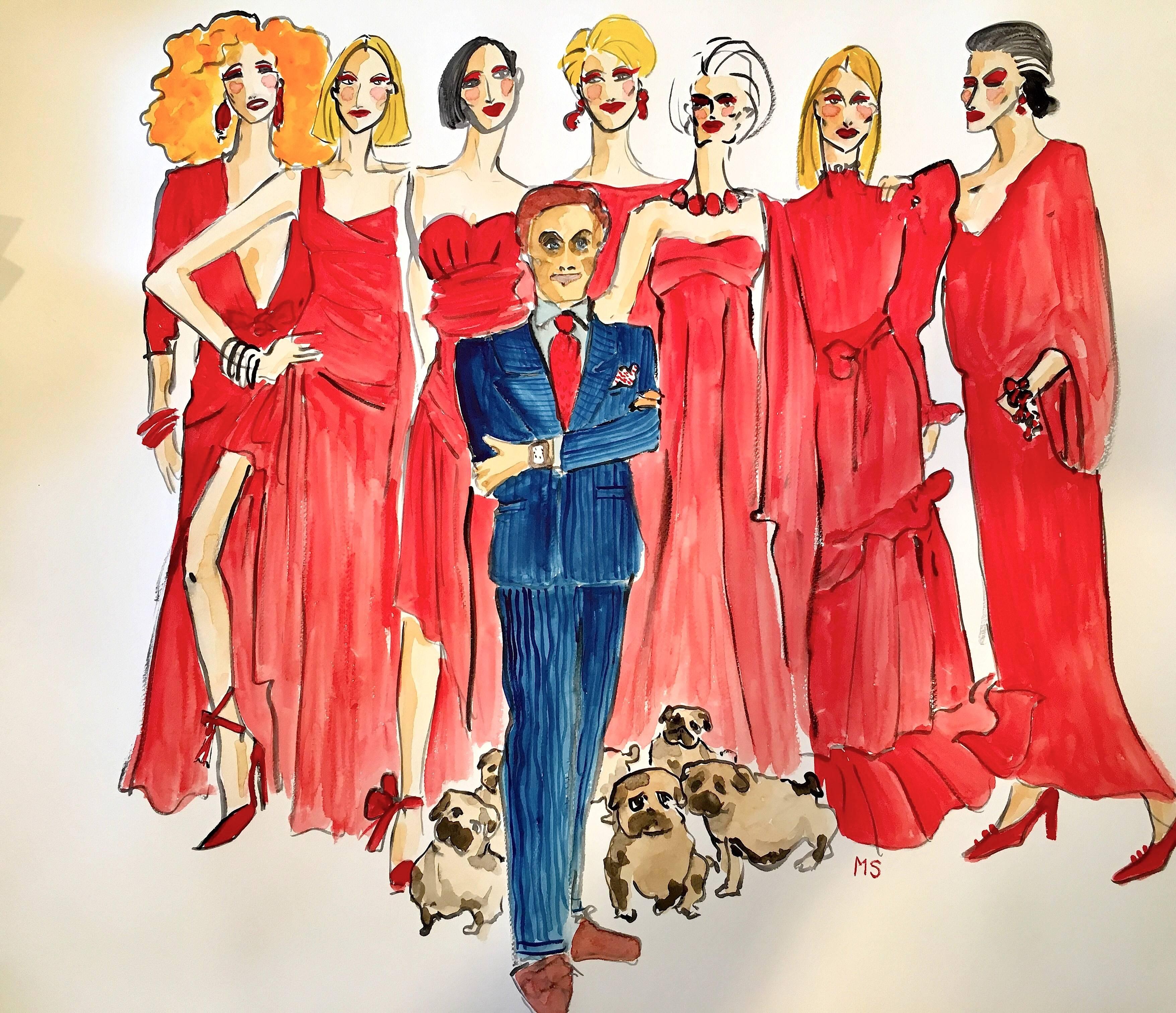 Valentino and his Muses - Art by Manuel Santelices