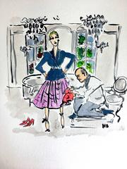 Dior (one of a kind watercolor fashion painting)