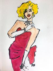 Harry Winston (one of a kind watercolor of fashion icons)