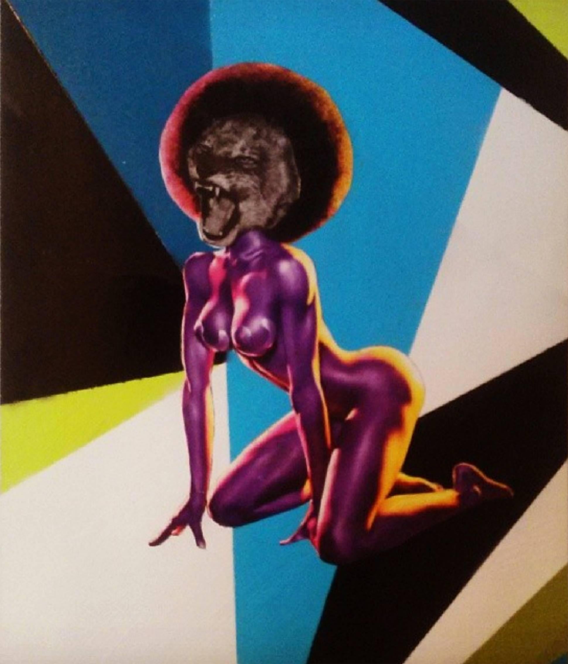 Black Panther, one of a kind mixed media on board - Photograph by Carlos Alejandro