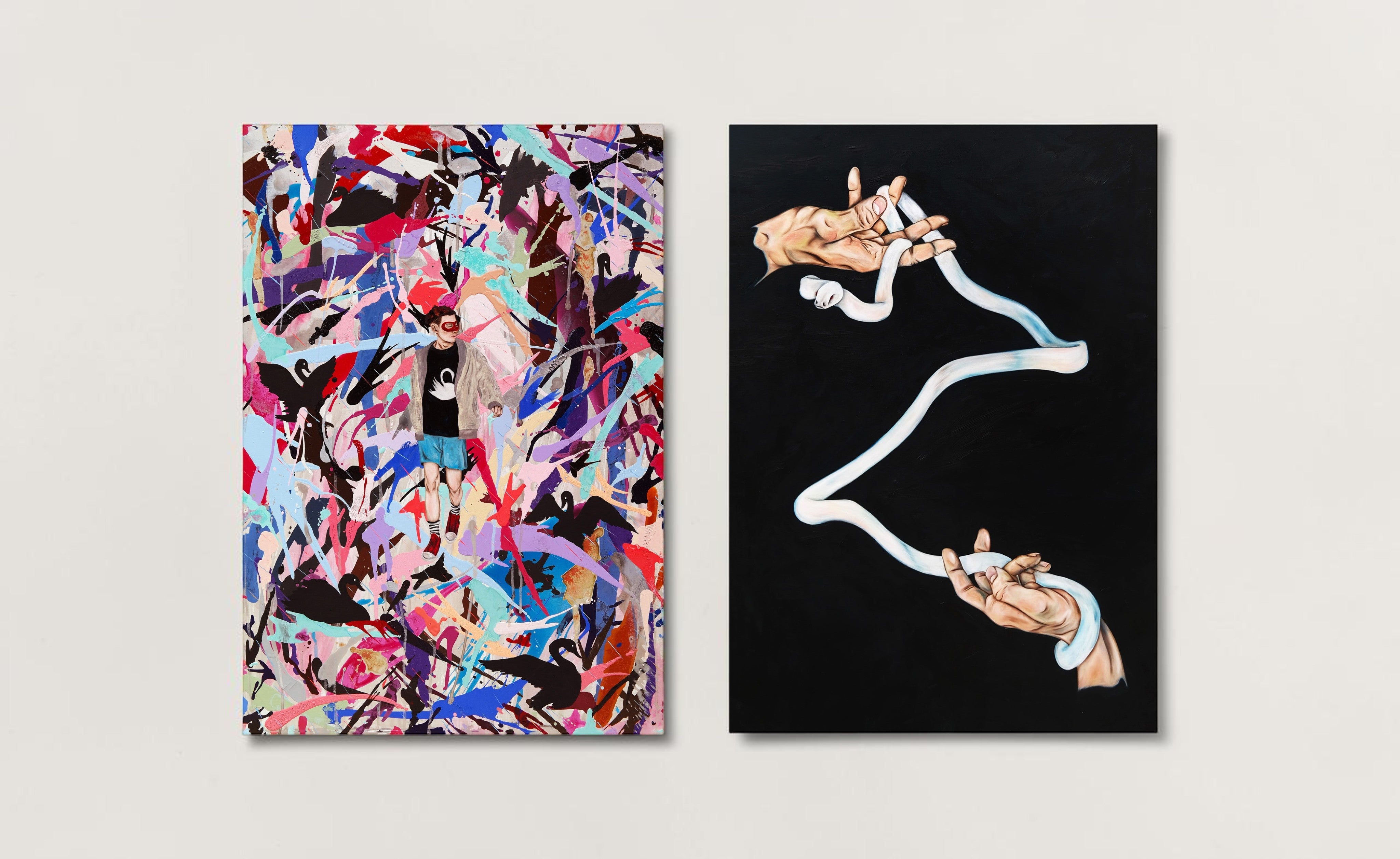 Among my swan and Eden Diptych, Figurative Painting