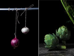 Cebolla con nabo y alcachofa, díptico. De la serie «Los bodegones».
