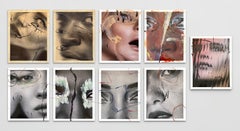 Set of 9 unique photographs altered by the artist. Mixed media portrait